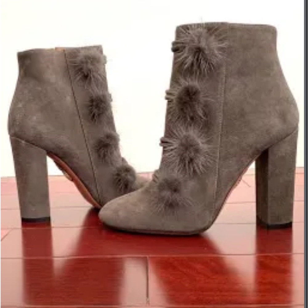 AQUAZZURA MINK FUR POM POM BOOTIES